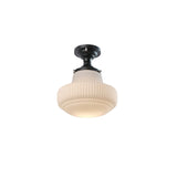 Modern Ribbed Glass Schoolhouse Flush Mount Ceiling Light for Kitchen and Entryway
