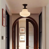 Modern Ribbed Glass Schoolhouse Flush Mount Ceiling Light for Kitchen and Entryway