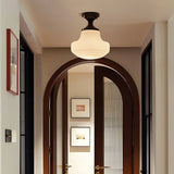 Modern Ribbed Glass Schoolhouse Flush Mount Ceiling Light for Kitchen and Entryway
