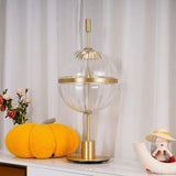 Elegant Sebastian LED Reading Lamp with Fluted Glass Shade and Gold Metal Base