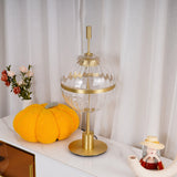 Elegant Sebastian LED Reading Lamp with Fluted Glass Shade and Gold Metal Base