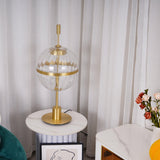 Elegant Sebastian LED Reading Lamp with Fluted Glass Shade and Gold Metal Base