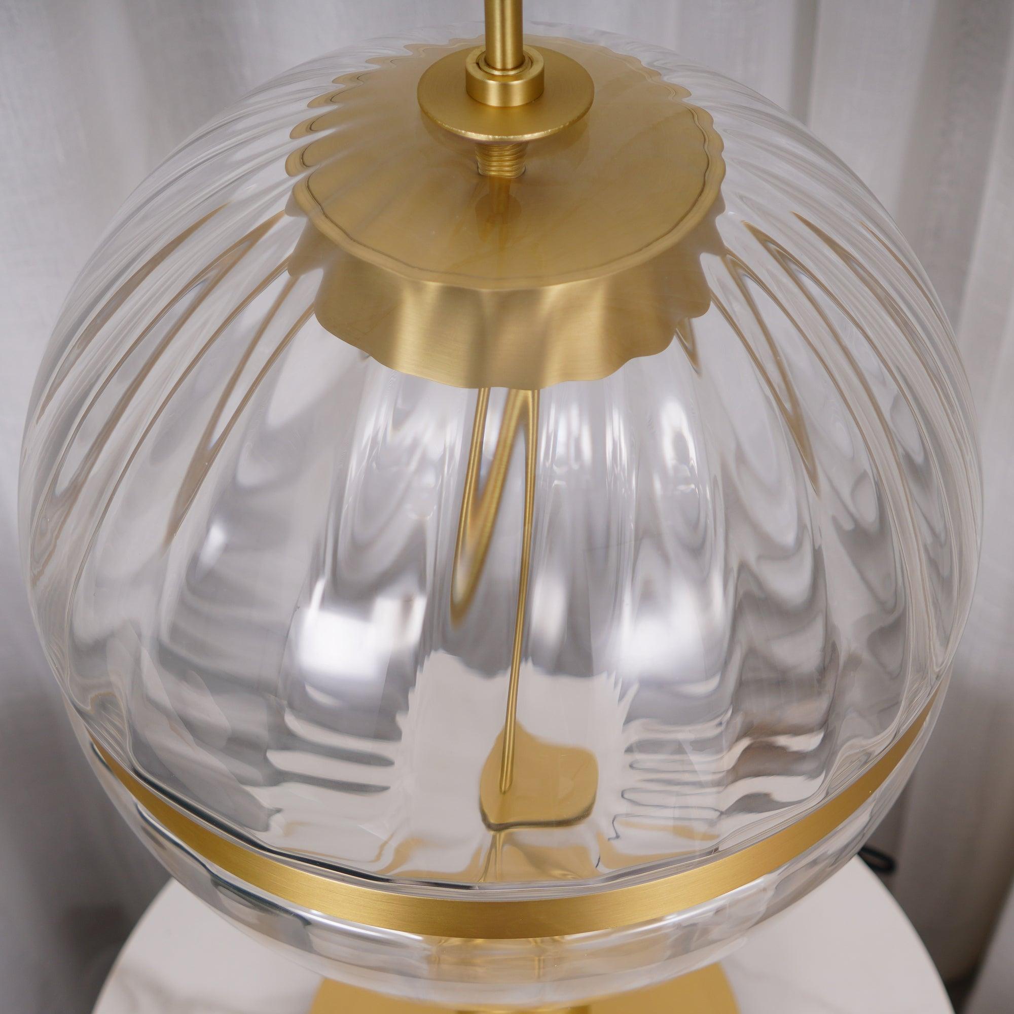 Elegant Sebastian LED Reading Lamp with Fluted Glass Shade and Gold Metal Base