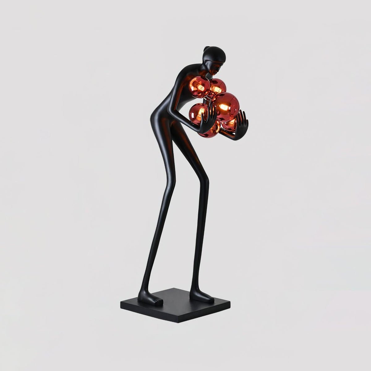 Sentinel Sculpture Floor Lamp Artistic Human Figure Standing Light with Glowing Orbs