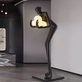 Sentinel Sculpture Floor Lamp Artistic Human Figure Standing Light with Glowing Orbs