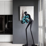 Sentinel Sculpture Floor Lamp Artistic Human Figure Standing Light with Glowing Orbs