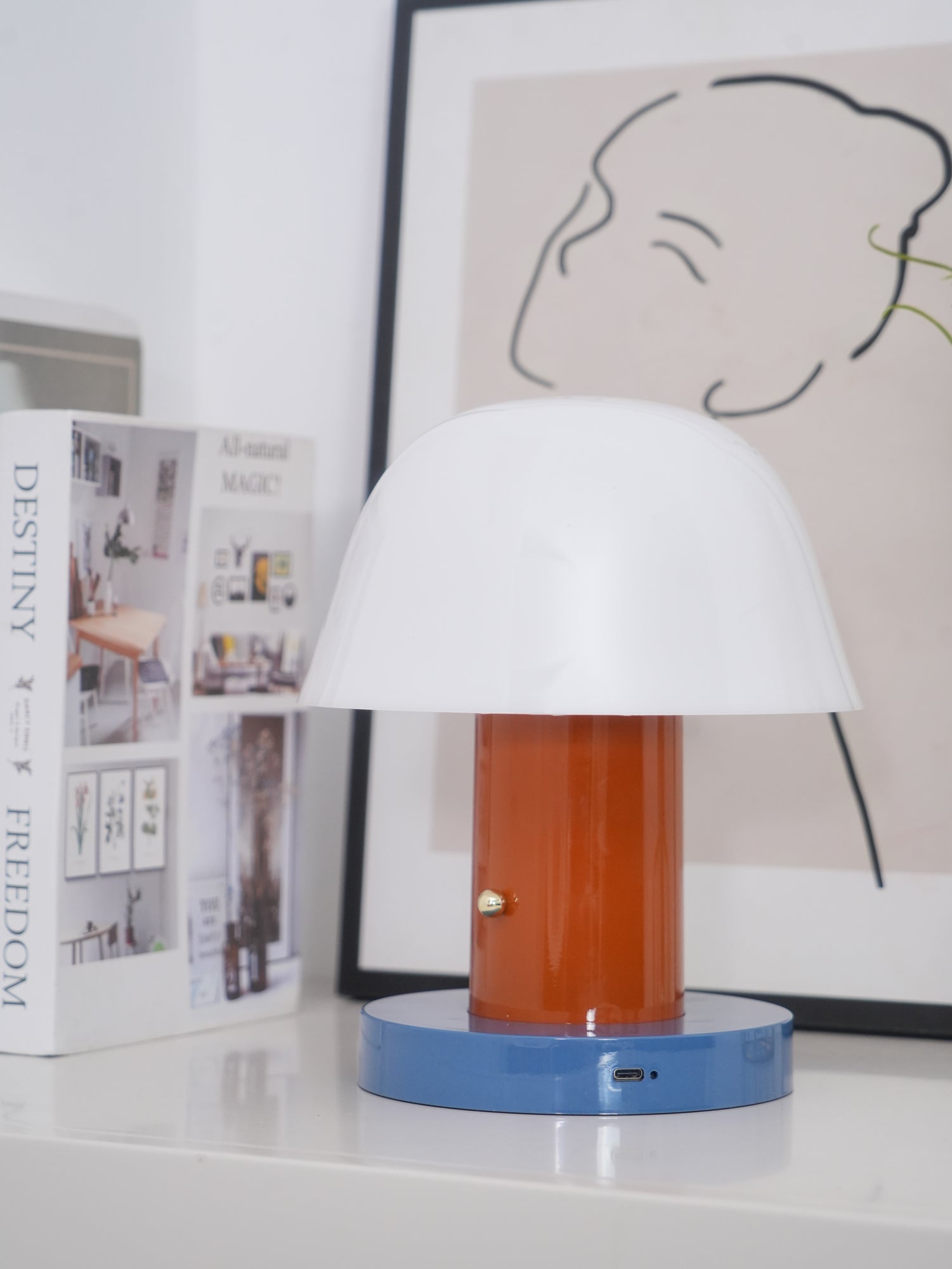 Portable Rechargeable Mushroom Table Lamp with Touch Dimming and Integrated LED