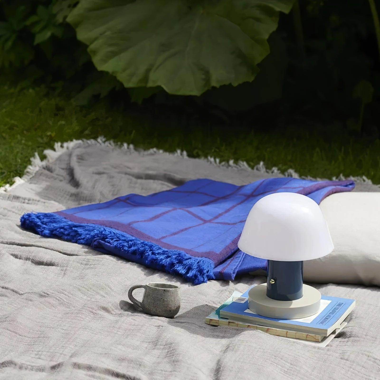 Portable Rechargeable Mushroom Table Lamp with Touch Dimming and Integrated LED