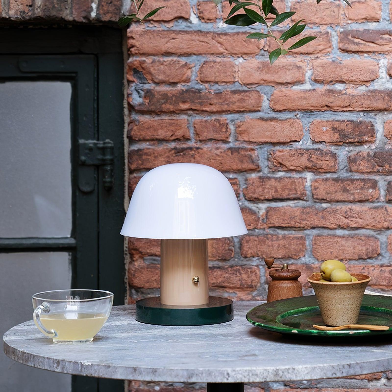 Portable Rechargeable Mushroom Table Lamp with Touch Dimming and Integrated LED