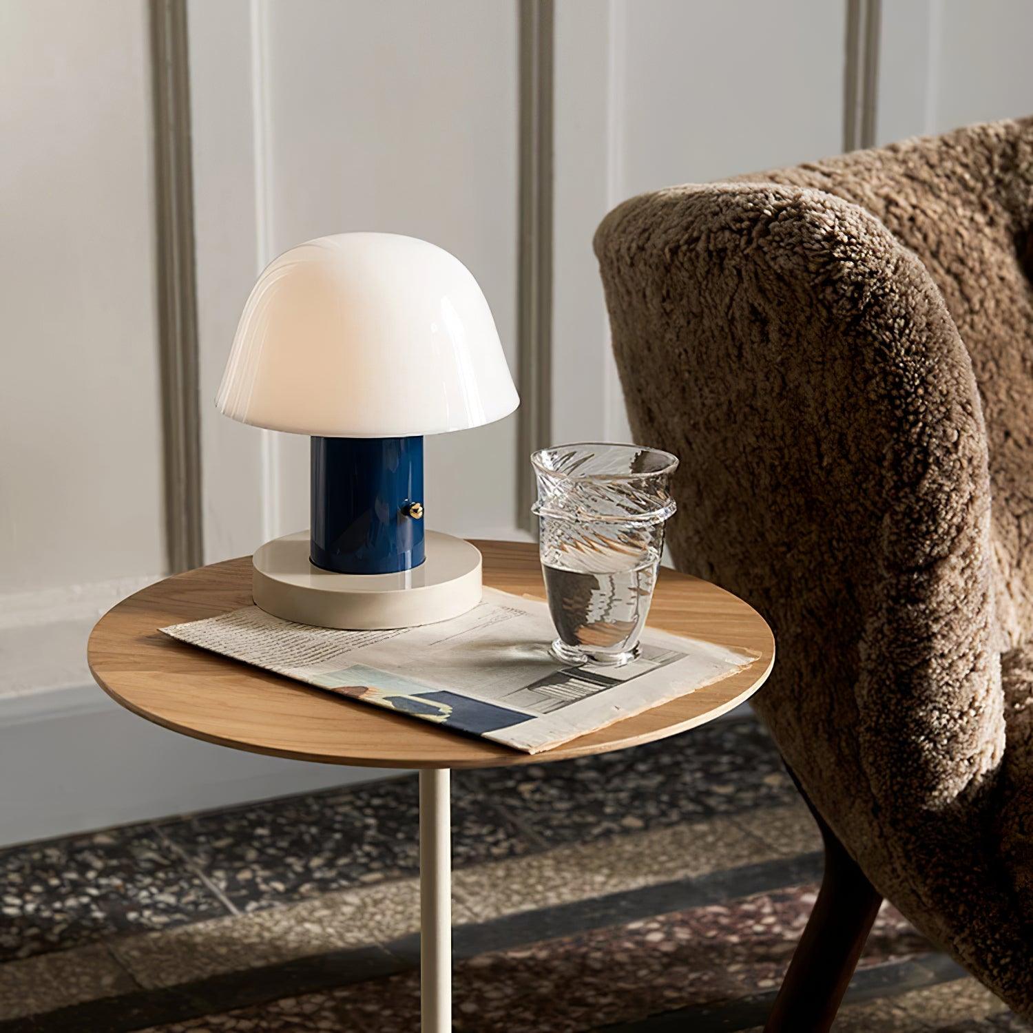 Portable Rechargeable Mushroom Table Lamp with Touch Dimming and Integrated LED