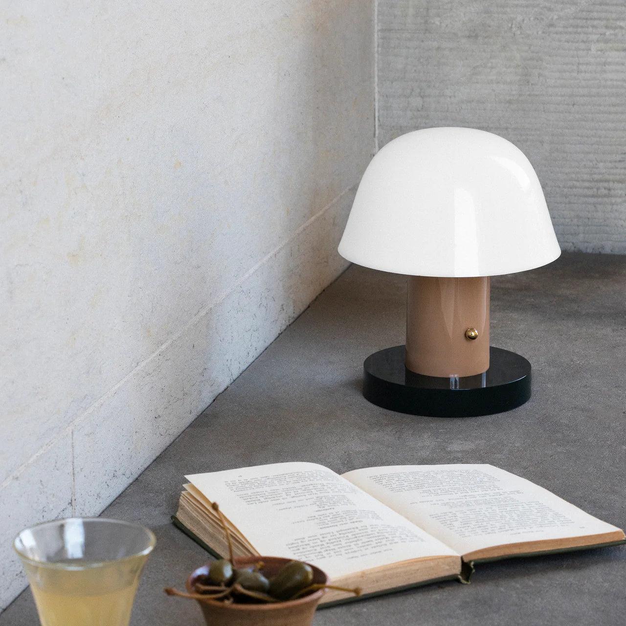 Portable Rechargeable Mushroom Table Lamp with Touch Dimming and Integrated LED