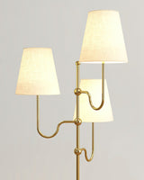 Modern Triple Shade Serenade Floor Lamp with Walnut Wood and Gold Iron Base