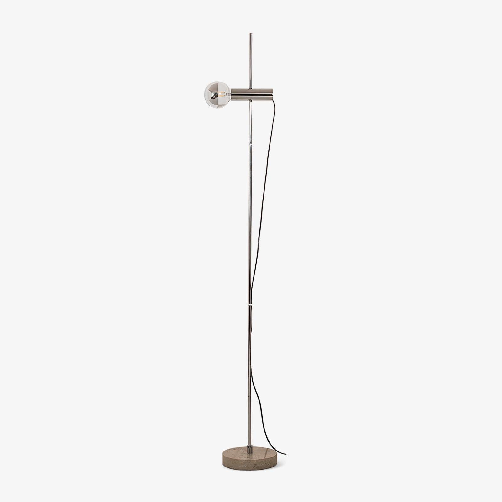 Contemporary Sereno Marble and Polished Stainless Steel Arc Floor Lamp for Living Room