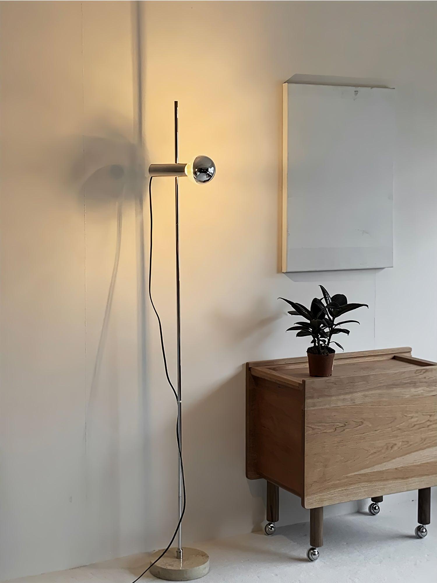 Contemporary Sereno Marble and Polished Stainless Steel Arc Floor Lamp for Living Room