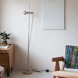 Contemporary Sereno Marble and Polished Stainless Steel Arc Floor Lamp for Living Room