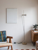 Contemporary Sereno Marble and Polished Stainless Steel Arc Floor Lamp for Living Room