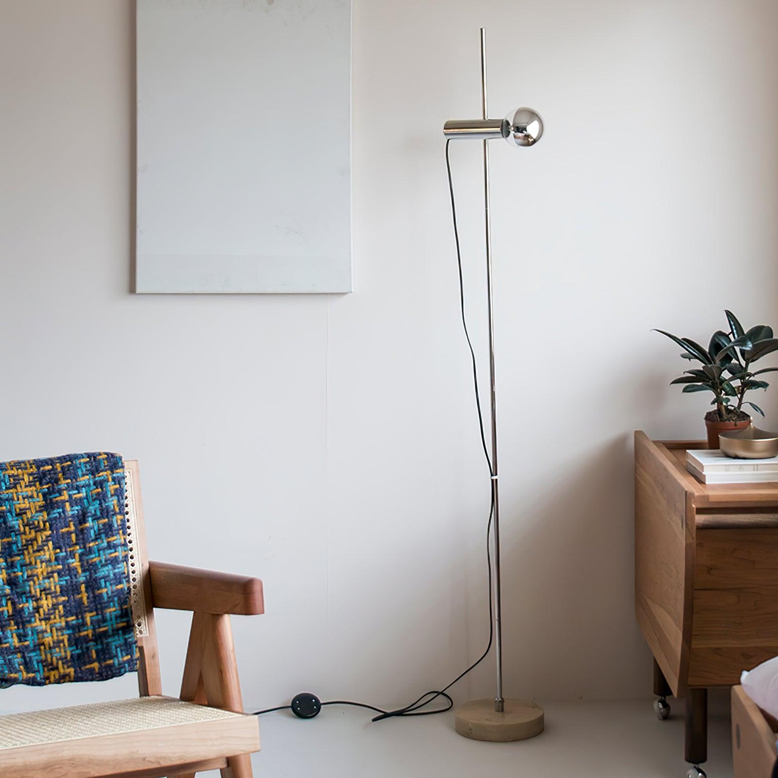 Contemporary Sereno Marble and Polished Stainless Steel Arc Floor Lamp for Living Room