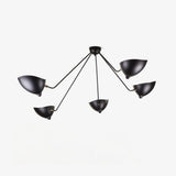 Modern Industrial Multi Arm Spider Chandelier with Adjustable Rotating Steel Arms