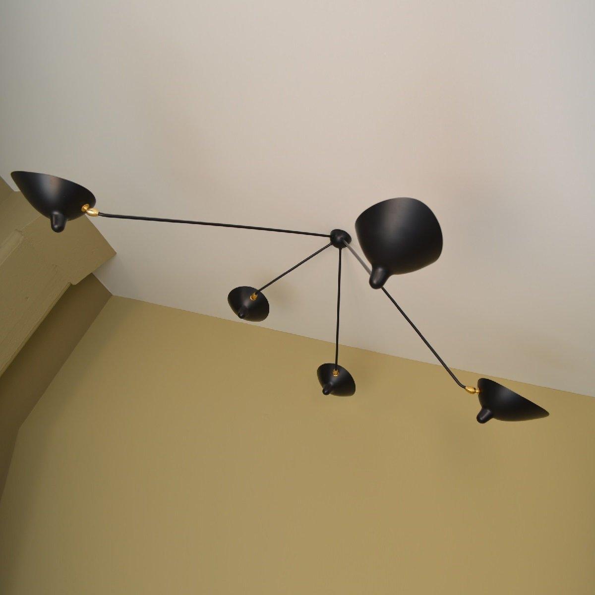 Modern Industrial Multi Arm Spider Chandelier with Adjustable Rotating Steel Arms