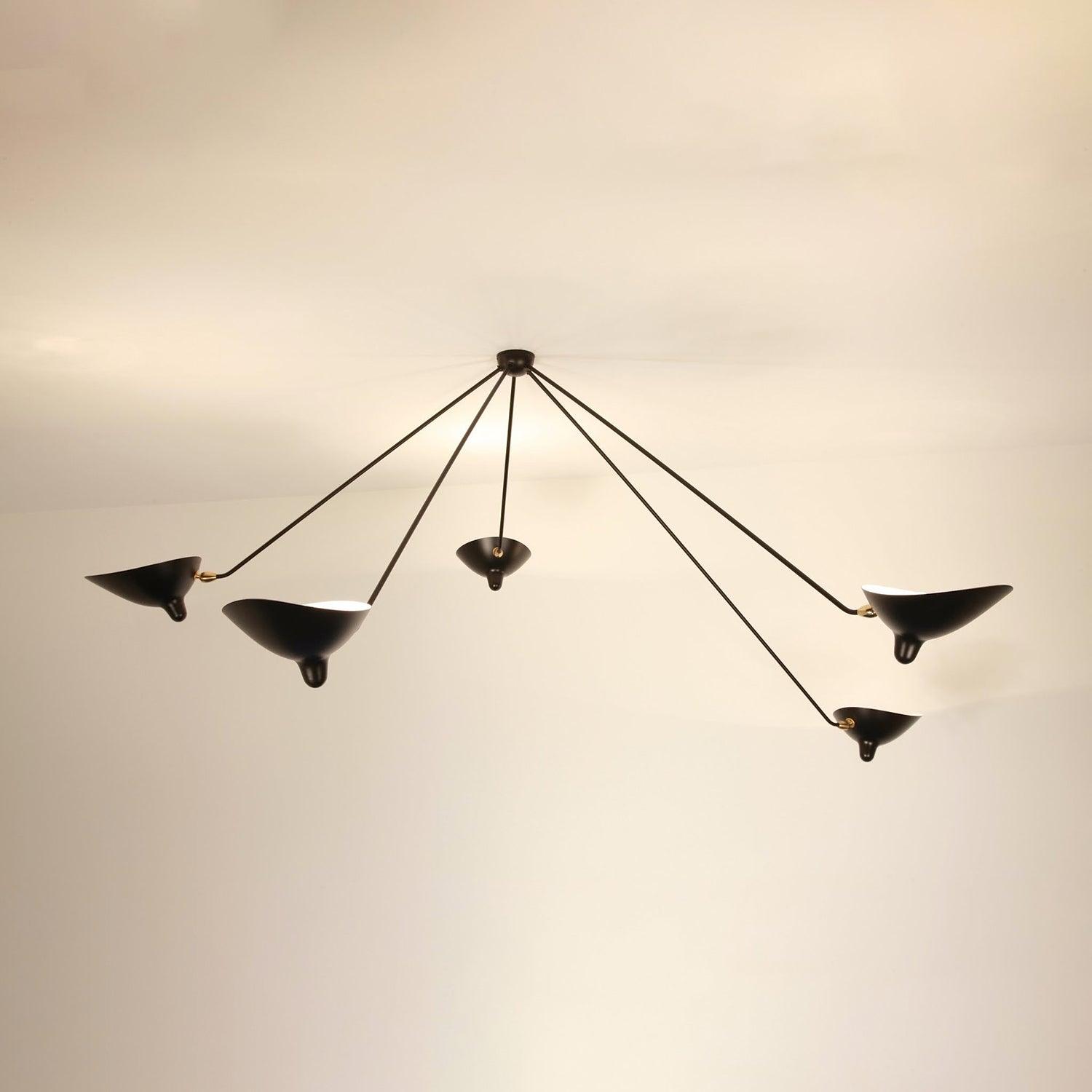 Modern Industrial Multi Arm Spider Chandelier with Adjustable Rotating Steel Arms