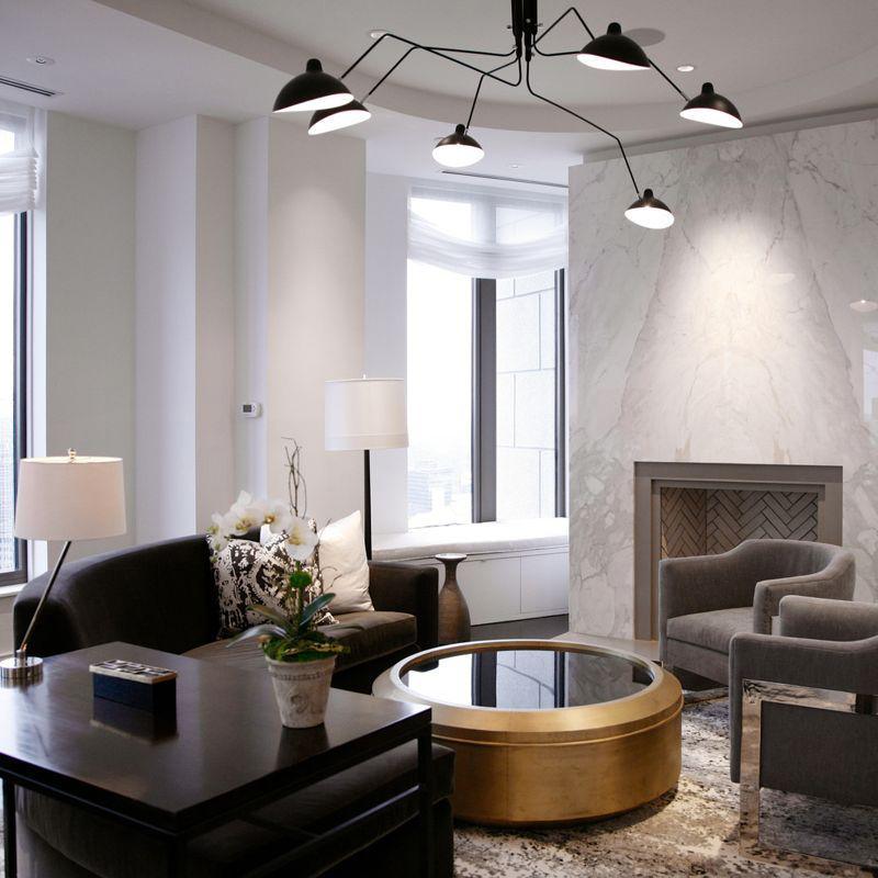 Modern Multi Arm Sculptural Rotating Ceiling Light with Adjustable Heads