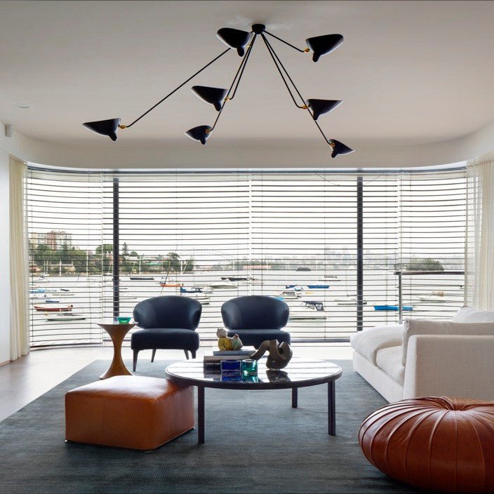 Modern Industrial Multi Arm Spider Chandelier with Adjustable Rotating Steel Arms
