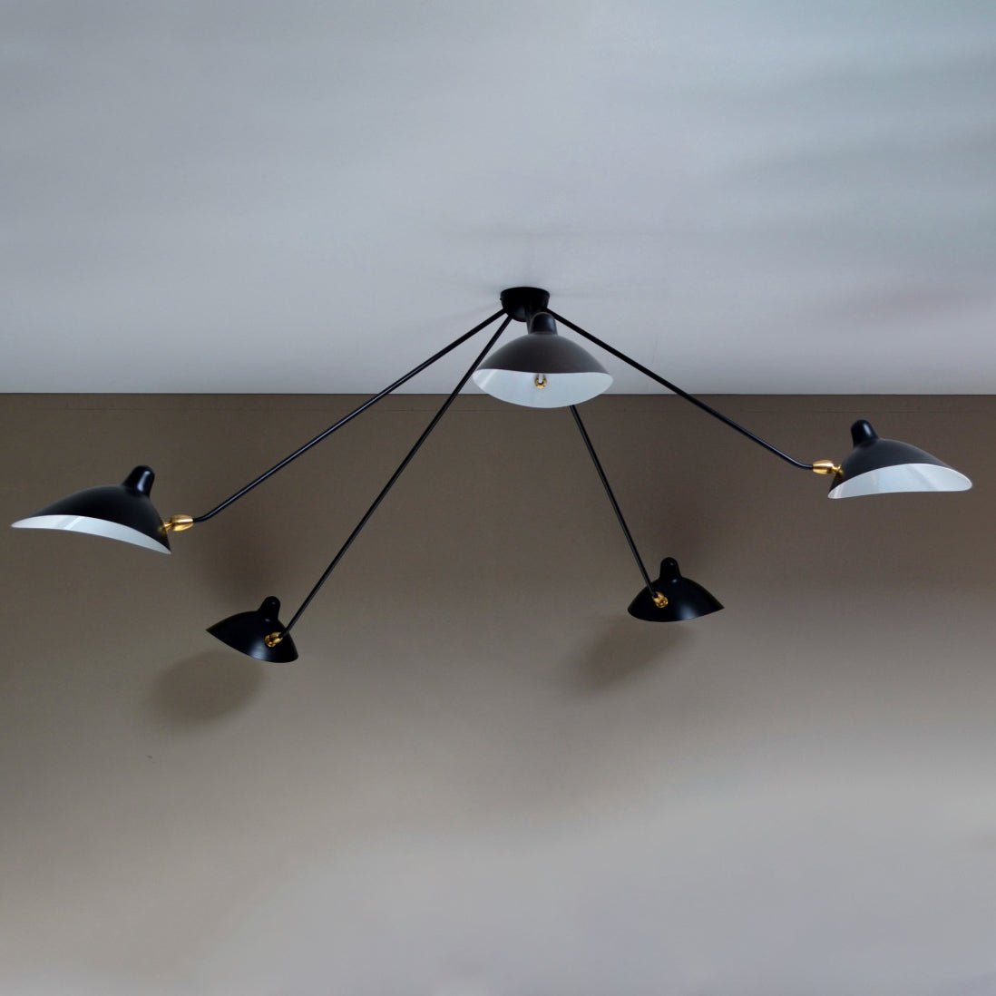 Modern Industrial Multi Arm Spider Chandelier with Adjustable Rotating Steel Arms