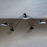 Modern Industrial Multi Arm Spider Chandelier with Adjustable Rotating Steel Arms