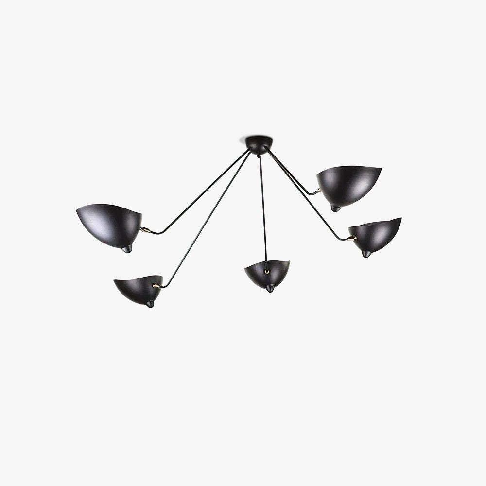 Modern Industrial Multi Arm Spider Chandelier with Adjustable Rotating Steel Arms