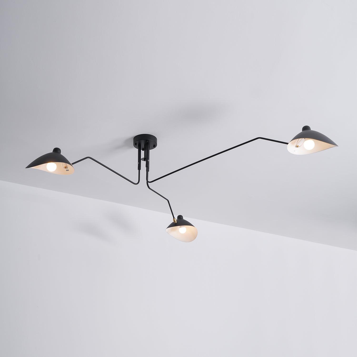 Modern Multi Arm Sculptural Rotating Ceiling Light with Adjustable Heads