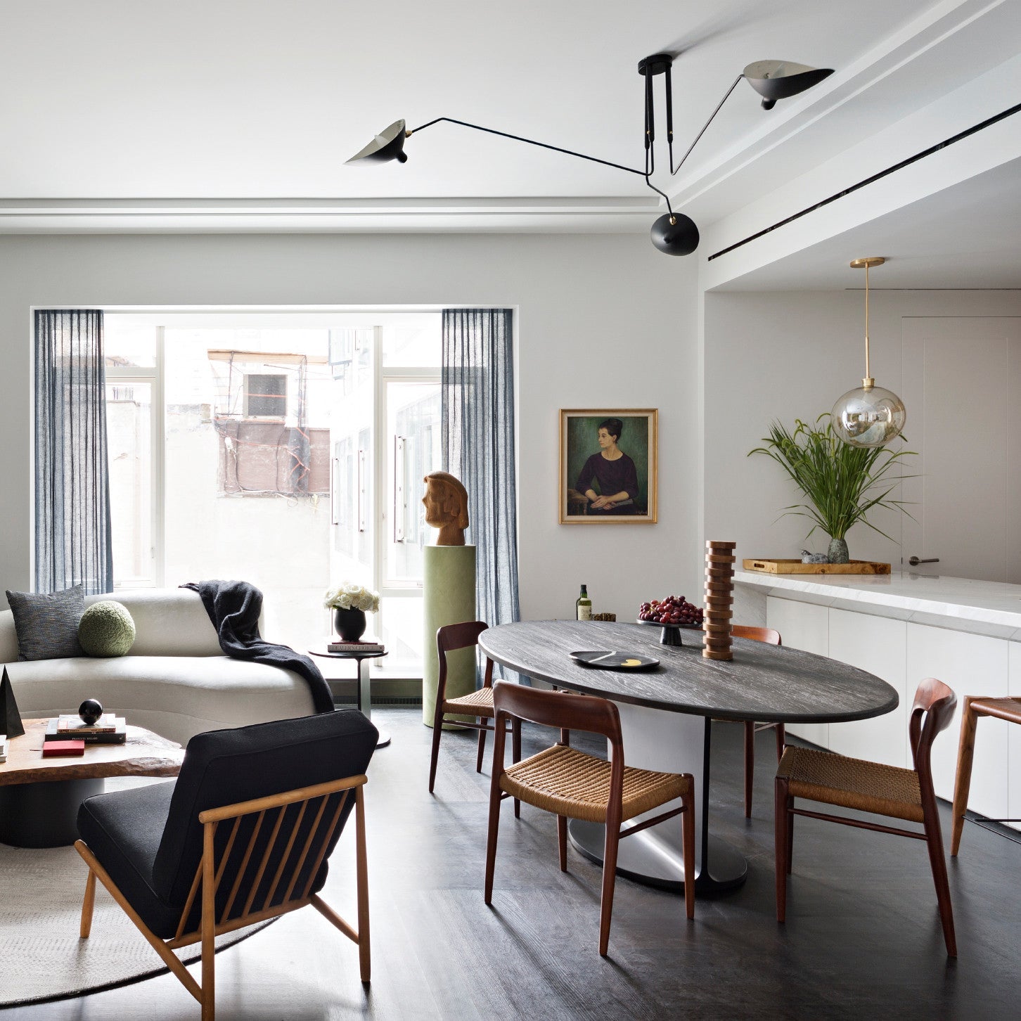 Modern Multi Arm Sculptural Rotating Ceiling Light with Adjustable Heads
