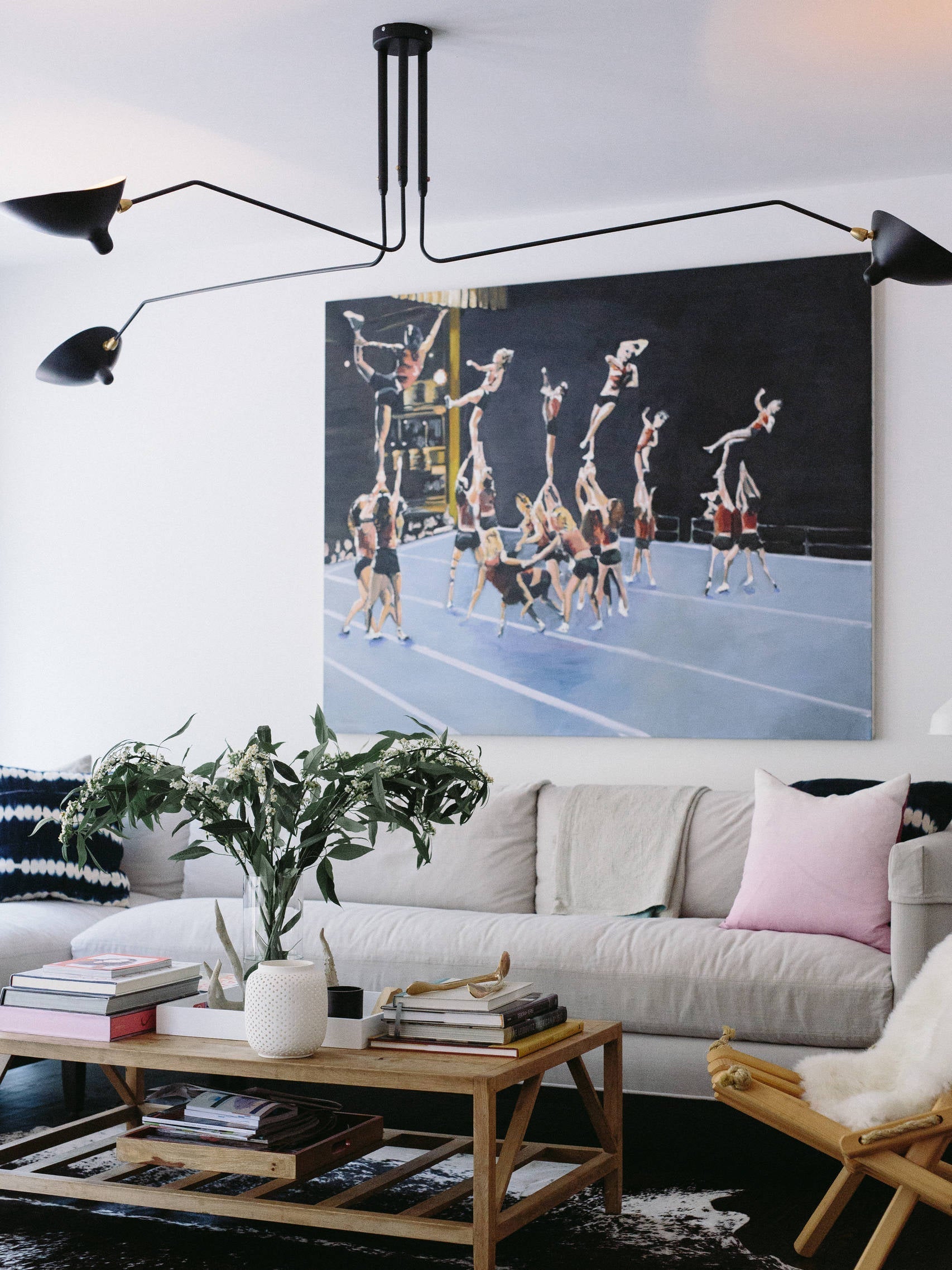 Modern Multi Arm Sculptural Rotating Ceiling Light with Adjustable Heads