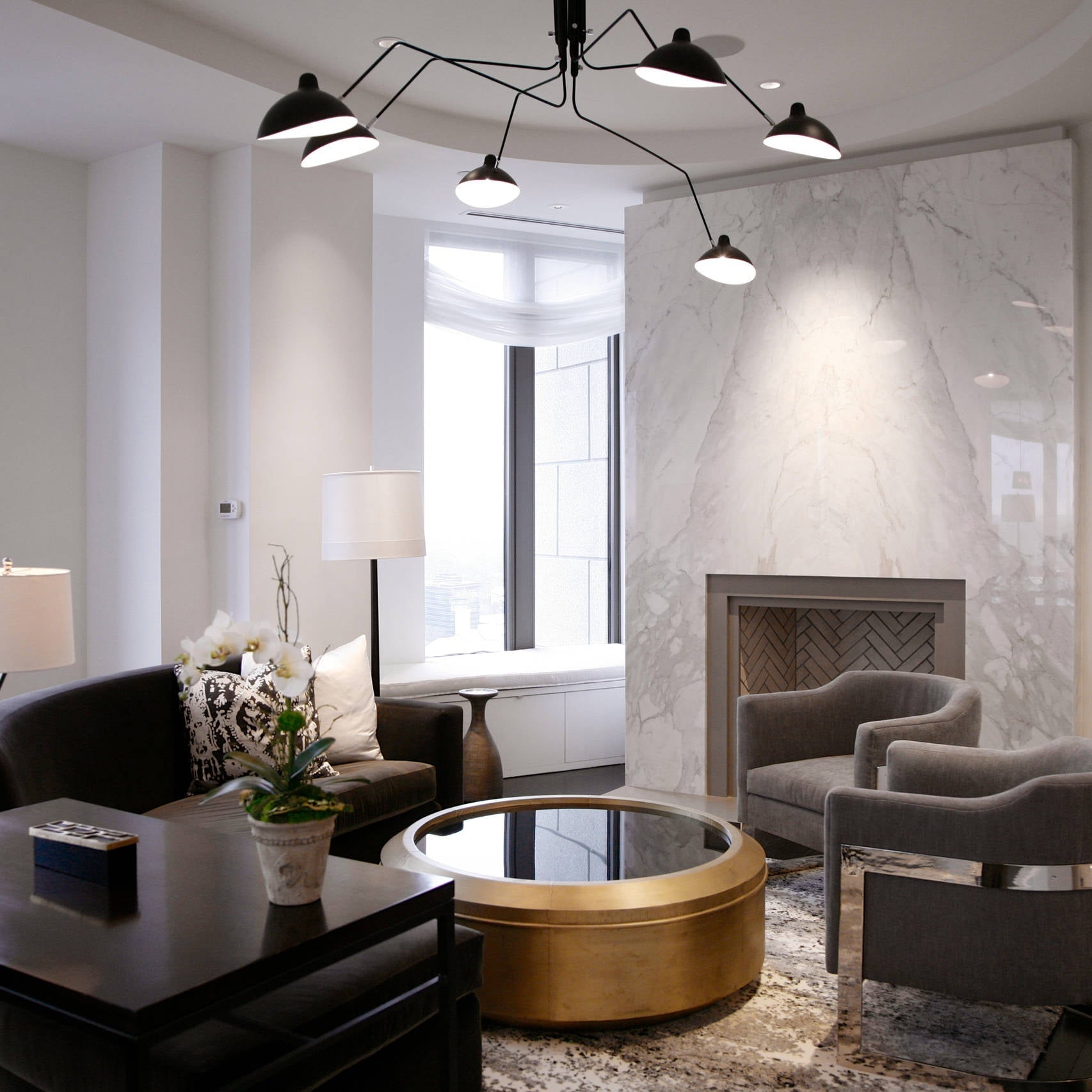 Modern Multi Arm Sculptural Rotating Ceiling Light with Adjustable Heads