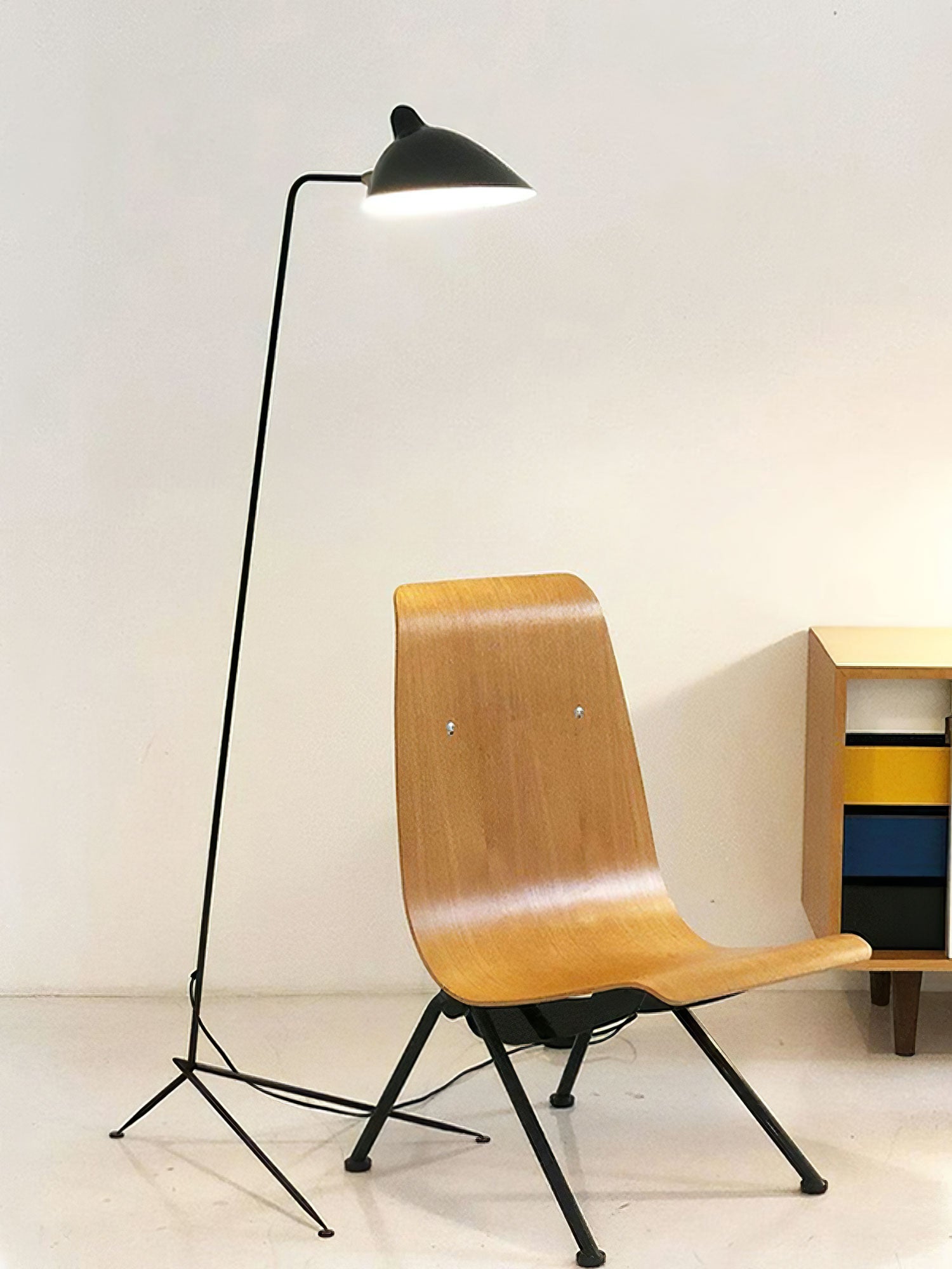 Mid Century Modern Three Arm Rotating Floor Lamp Sculptural Standing Light for Living Room