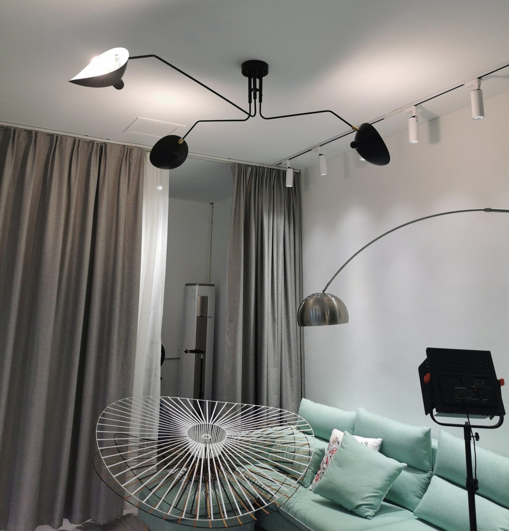 Modern Multi Arm Sculptural Rotating Ceiling Light with Adjustable Heads