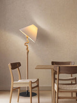 Serpentine Twist Rotating Wooden Floor Lamp Modern Geometric Standing Light with Fabric Shade