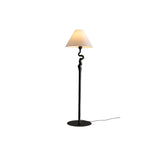 Serpentine Twist Rotating Wooden Floor Lamp Modern Geometric Standing Light with Fabric Shade