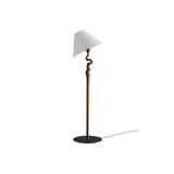 Serpentine Twist Rotating Wooden Floor Lamp Modern Geometric Standing Light with Fabric Shade