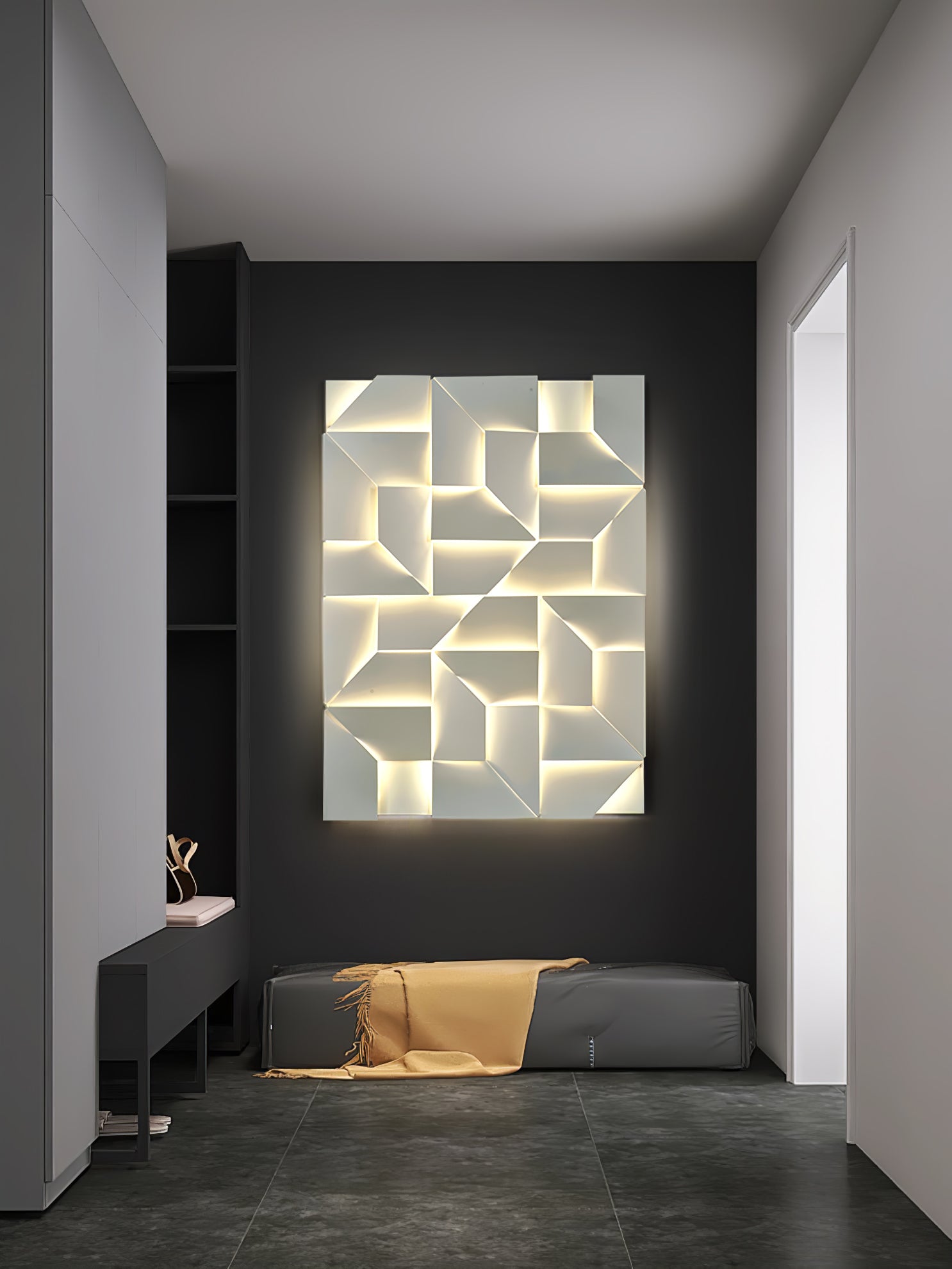 Modern Grand Shadow LED Wall Sconce Aluminum Diffused Indoor Light Matte White