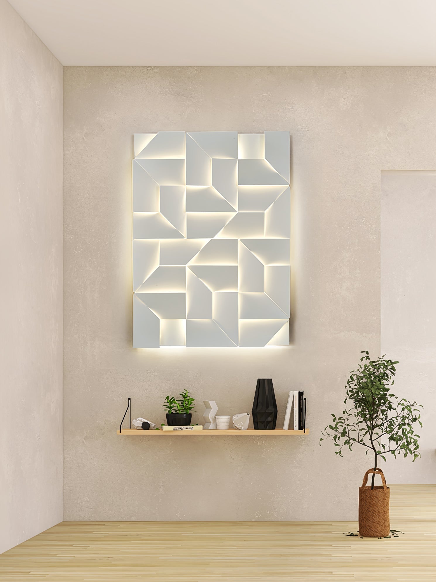 Modern Grand Shadow LED Wall Sconce Aluminum Diffused Indoor Light Matte White