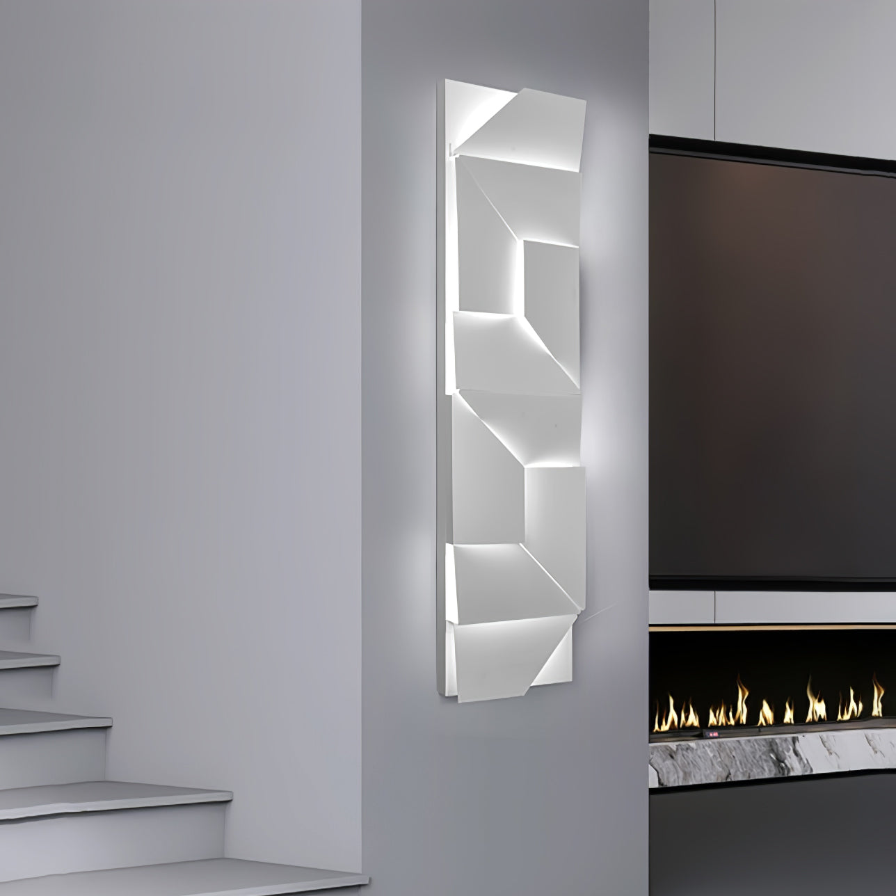 Modern Cordless LED Wall Sconce Matte White Aluminum Rechargeable Decorative Lighting