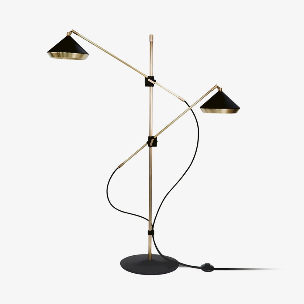 Modern Shear Adjustable Floor Lamp with Twin Arms and Rotatable Metal Shade