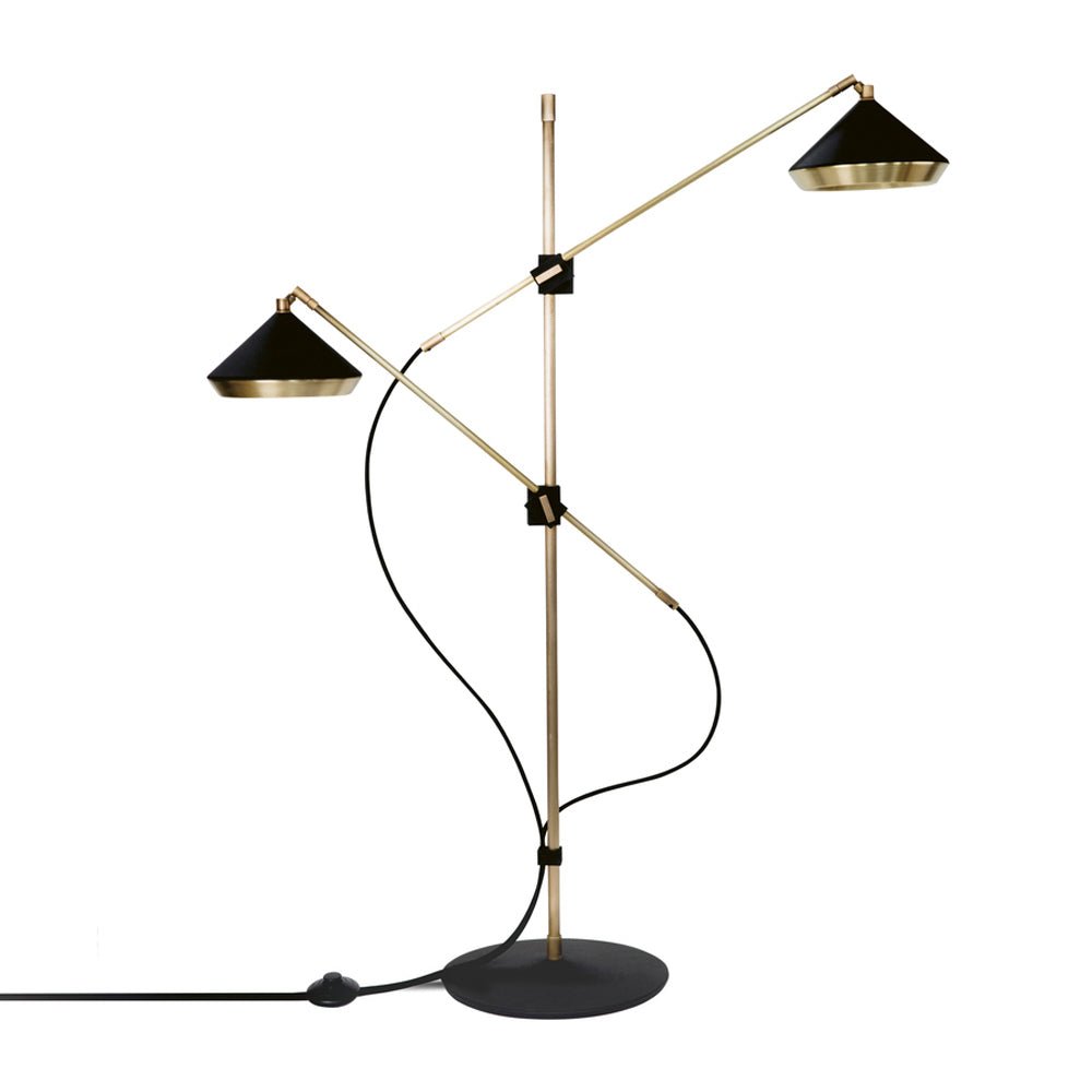 Modern Shear Adjustable Floor Lamp with Twin Arms and Rotatable Metal Shade