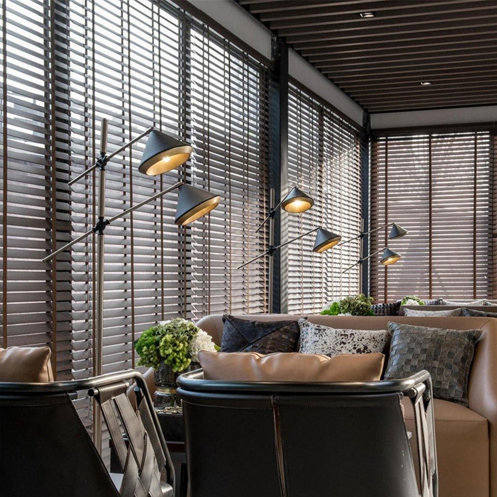 Modern Shear Adjustable Floor Lamp with Twin Arms and Rotatable Metal Shade