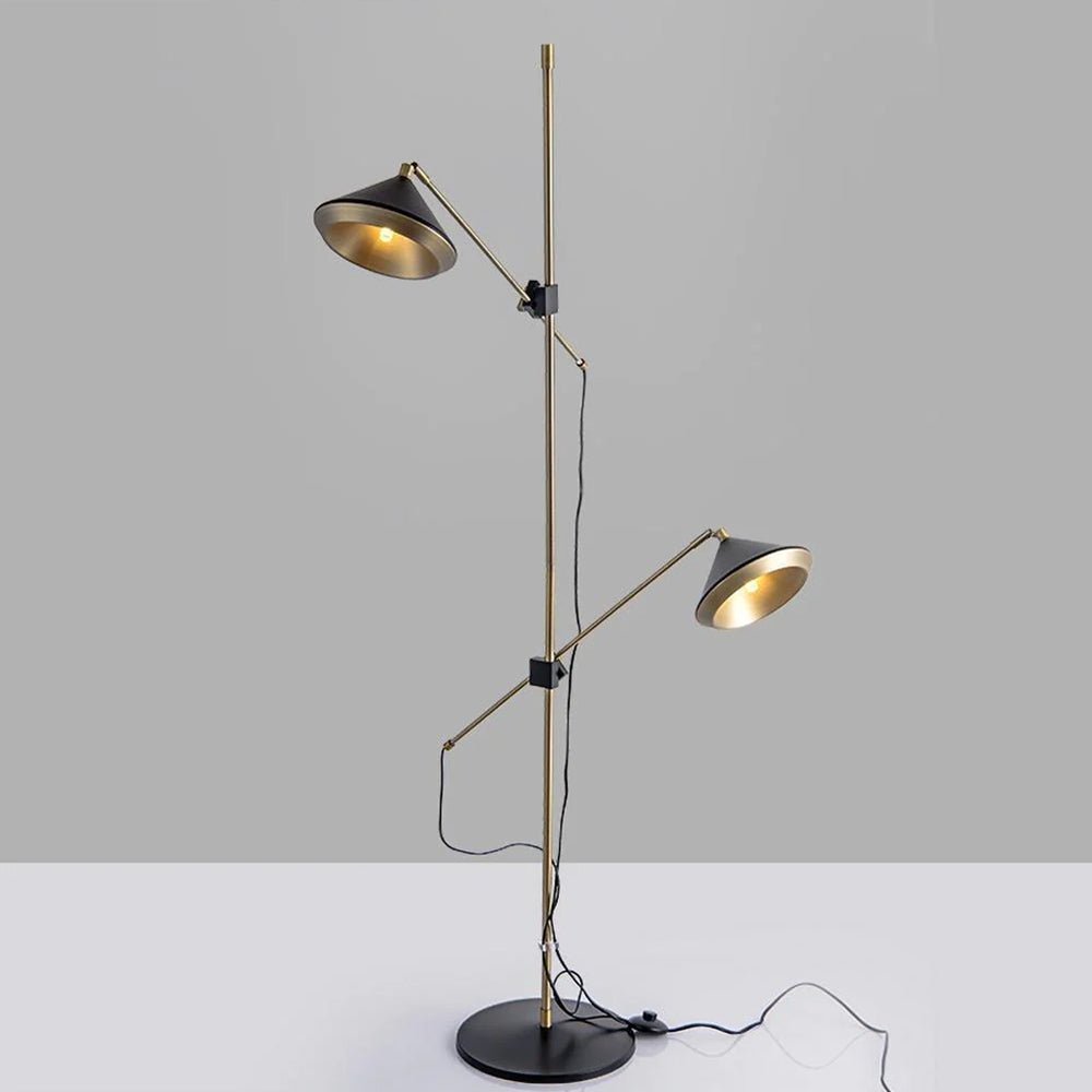 Modern Shear Adjustable Floor Lamp with Twin Arms and Rotatable Metal Shade