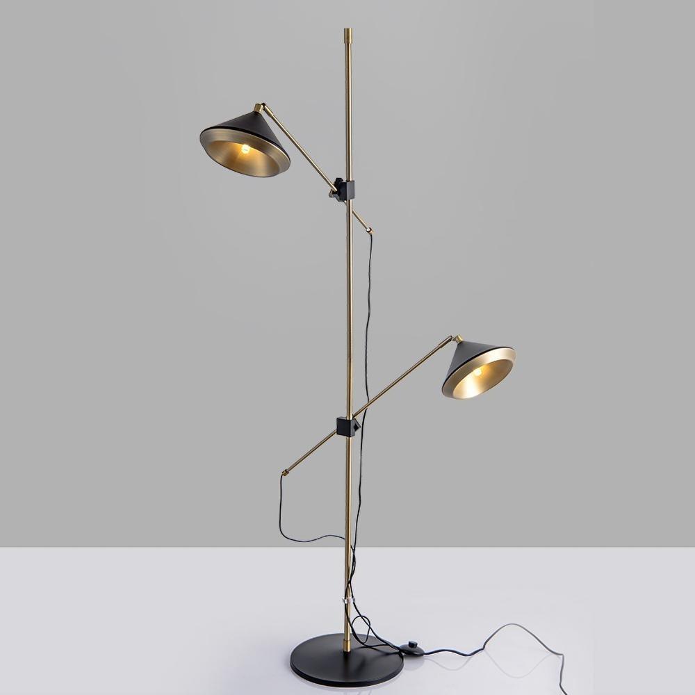 Modern Shear Adjustable Floor Lamp with Twin Arms and Rotatable Metal Shade