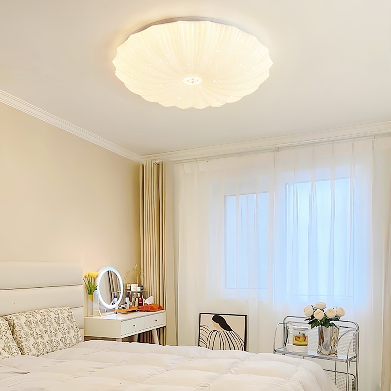 Modern Acrylic Round Ceiling Lamp Flush Mount LED Overhead Fixture for Living Room