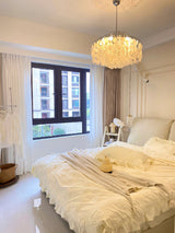 Modern Round Shell Pendant Light Coastal Chandelier for Living Room and Bedroom