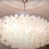 Modern Round Shell Pendant Light Coastal Chandelier for Living Room and Bedroom