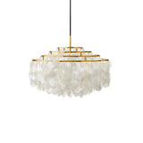 Modern Round Shell Pendant Light Coastal Chandelier for Living Room and Bedroom